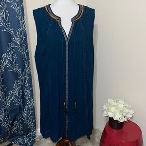 NEW Perch by Blu Pepper Bohemian Boho Shift Dress Sleeveless Tassels sz 3X
